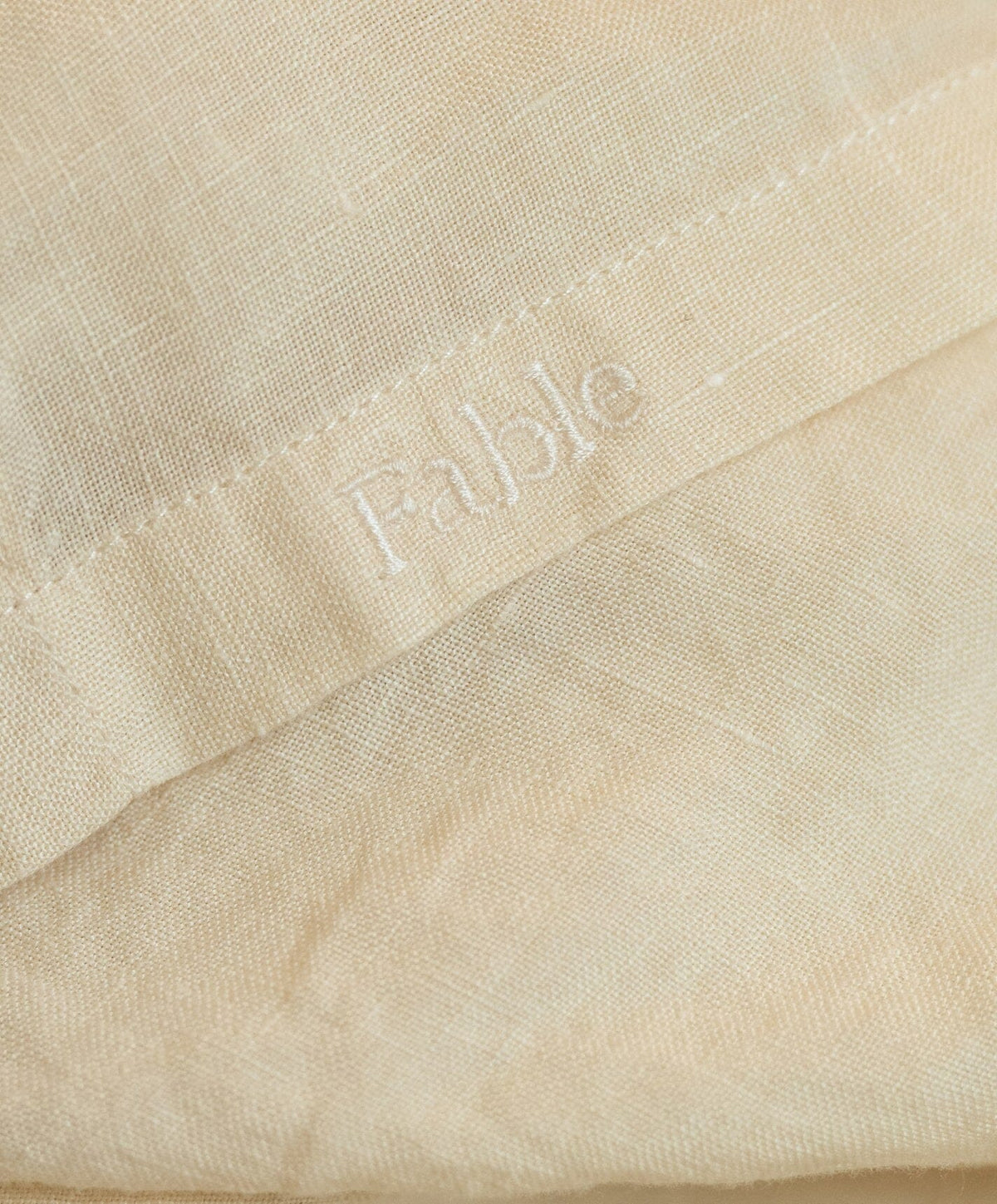 Linen Flat Sheet by Fable Home, shown in Birch Sand.