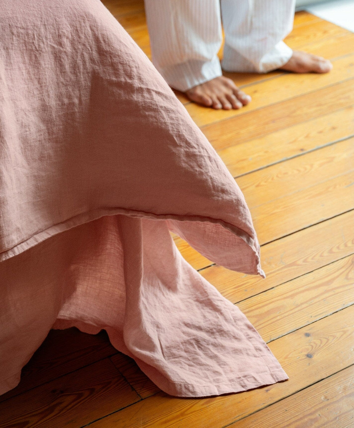 Linen Flat Sheet by Fable Home, shown in Autumn Rose.
