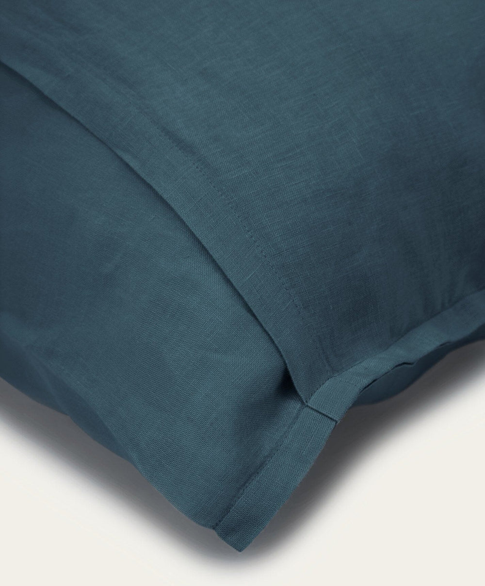 Linen Pillowcase Pair by Fable Home, shown in Storm Blue.