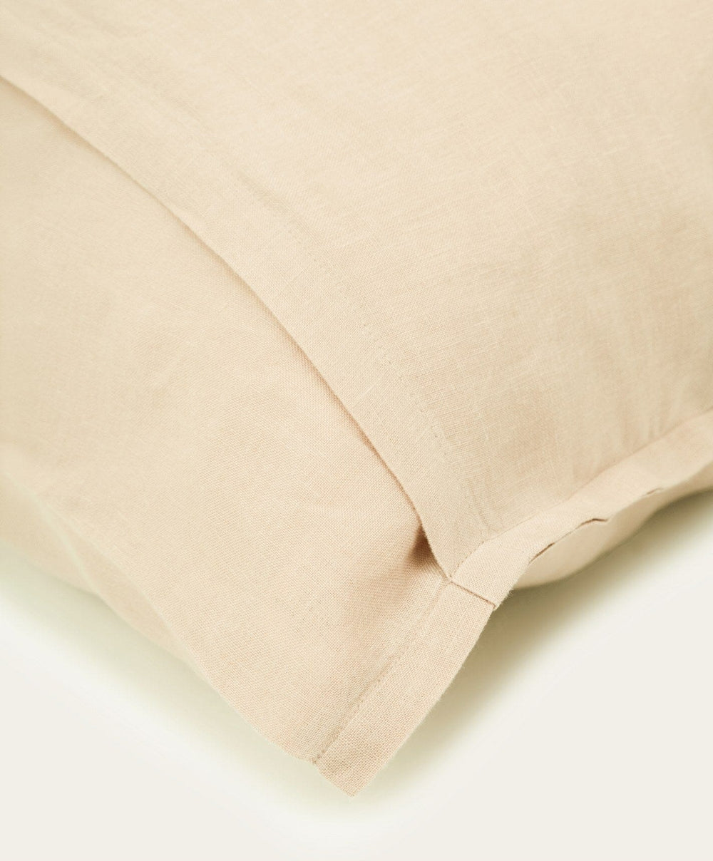 Linen Pillowcase Pair by Fable Home, shown in Birch Sand.
