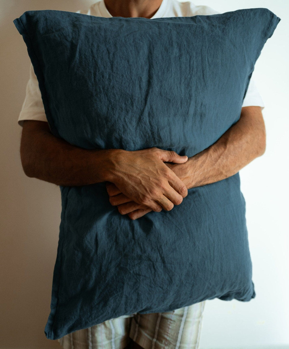 Linen Pillowcase Pair by Fable Home, shown in Storm Blue.