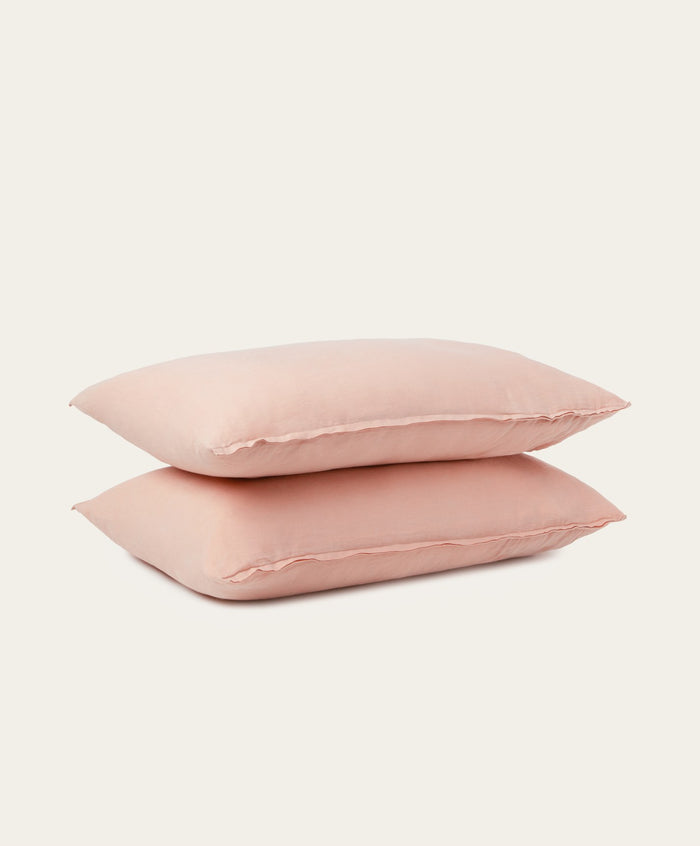 Linen Pillowcase Pair by Fable Home, shown in Autumn Rose. – #autumnrose/standard #autumnrose/king