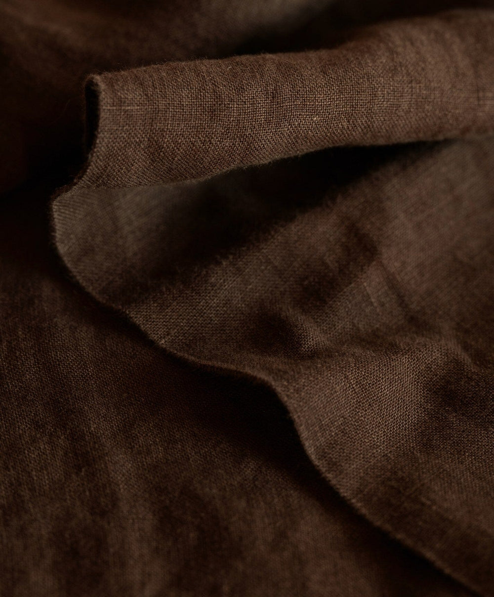 Linen Sheet Set by Fable Home, shown in Walnut Brown.