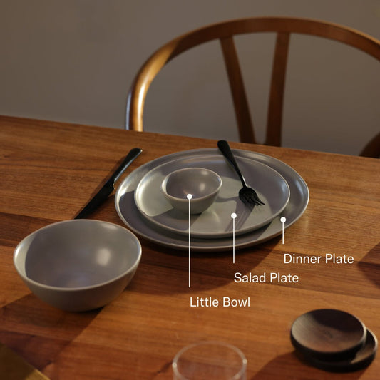 Little bowls dinnerware by Fable Home, shown in a stoneblue finish. – #stoneblue