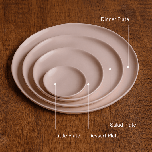 Little plates dinnerware by Fable Home, shown in a stoneblue finish. – #stoneblue