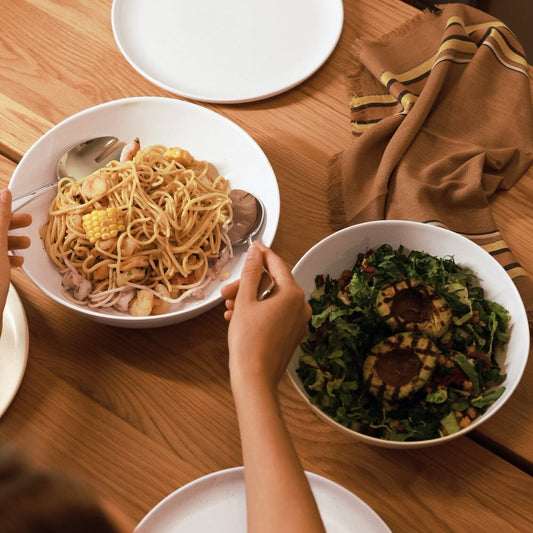 Low Serving Bowls by Fable Home, featured in a stoneblue finish. – #stoneblue