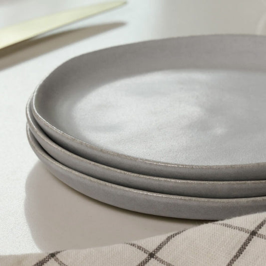 Salad plates dinnerware by Fable Home, shown in a stoneblue finish 2. – #stoneblue