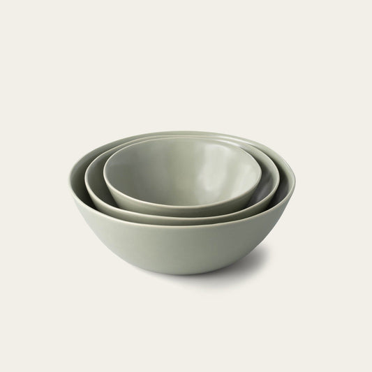 Nested serving bowls dinnerware by Fable Home, shown in a beachgrassgreen finish. – #beachgrassgreen