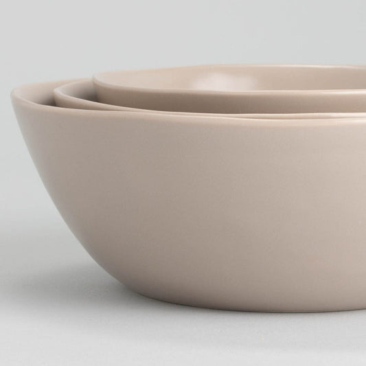 Nested serving bowls dinnerware by Fable Home, shown in a deserttaupe finish. – #deserttaupe