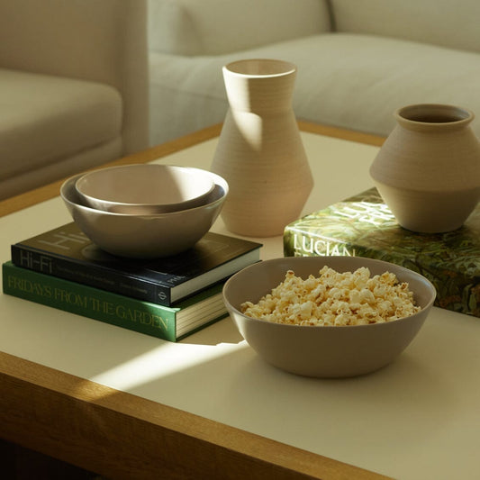 Nested serving bowls dinnerware by Fable Home, shown in a deserttaupe finish. – #deserttaupe
