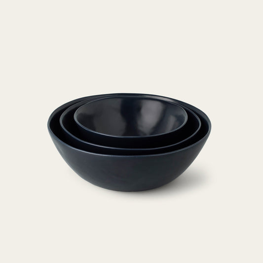 Nested serving bowls dinnerware by Fable Home, shown in a midnightblue finish. – #midnightblue