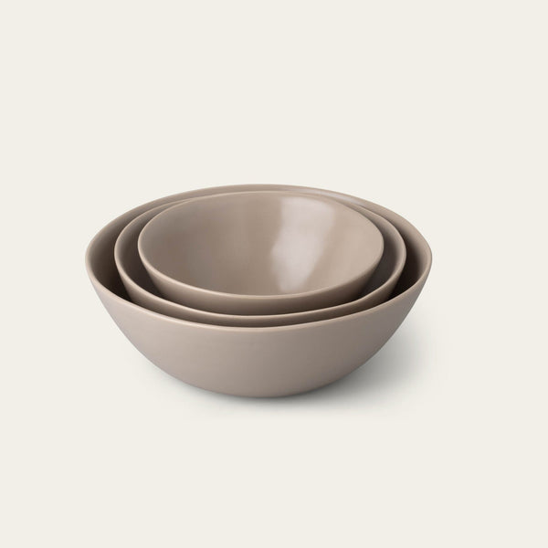 Nested serving bowls dinnerware by Fable Home, shown in a deserttaupe finish. – #deserttaupe