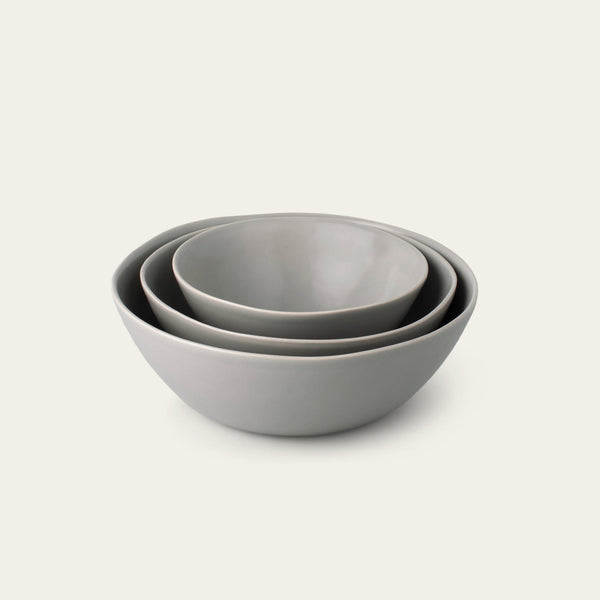 Nested serving bowls dinnerware by Fable Home, shown in a dovegray finish. – #dovegray