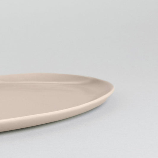 Oval serving platter dinnerware by Fable Home, shown in a deserttaupe finish. – #deserttaupe