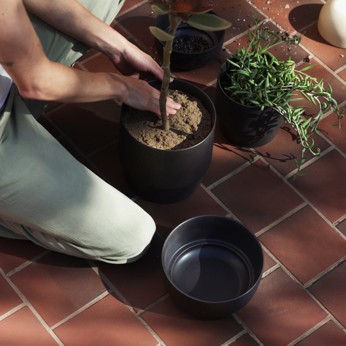 Planter planters by Fable Home, shown in a large/granitegray finish.