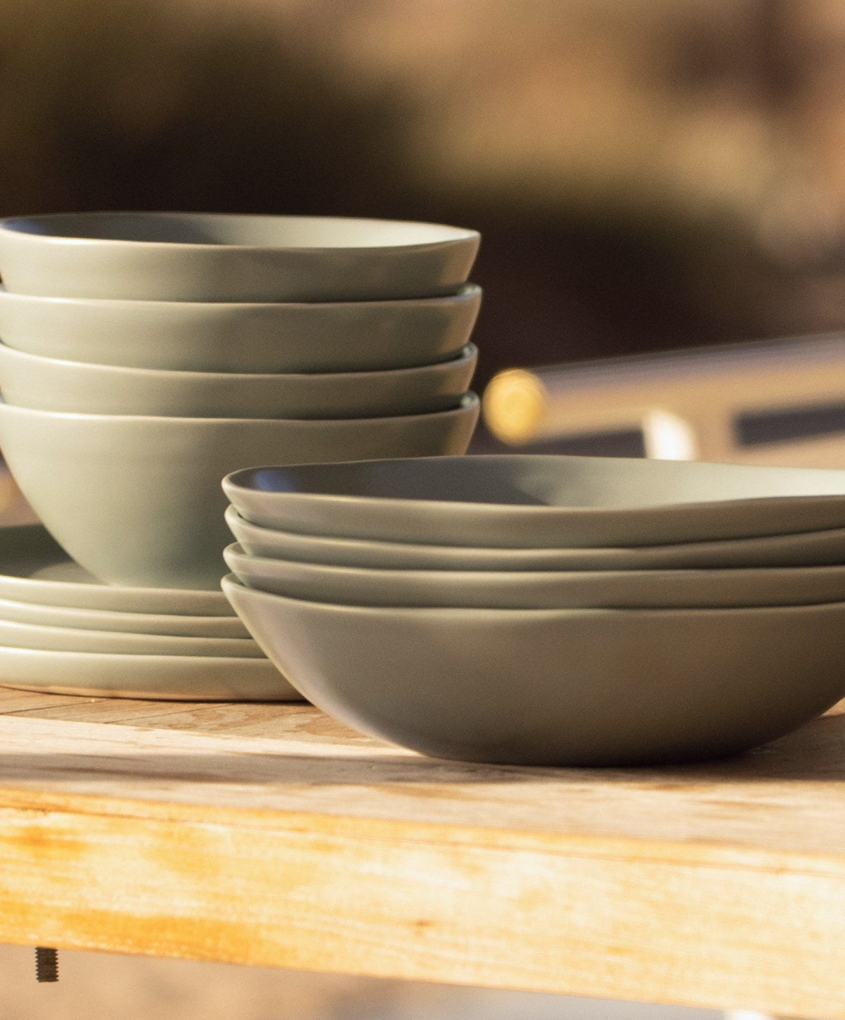 Dinnerware Set by Fable Home, shown in Beachgrass Green.