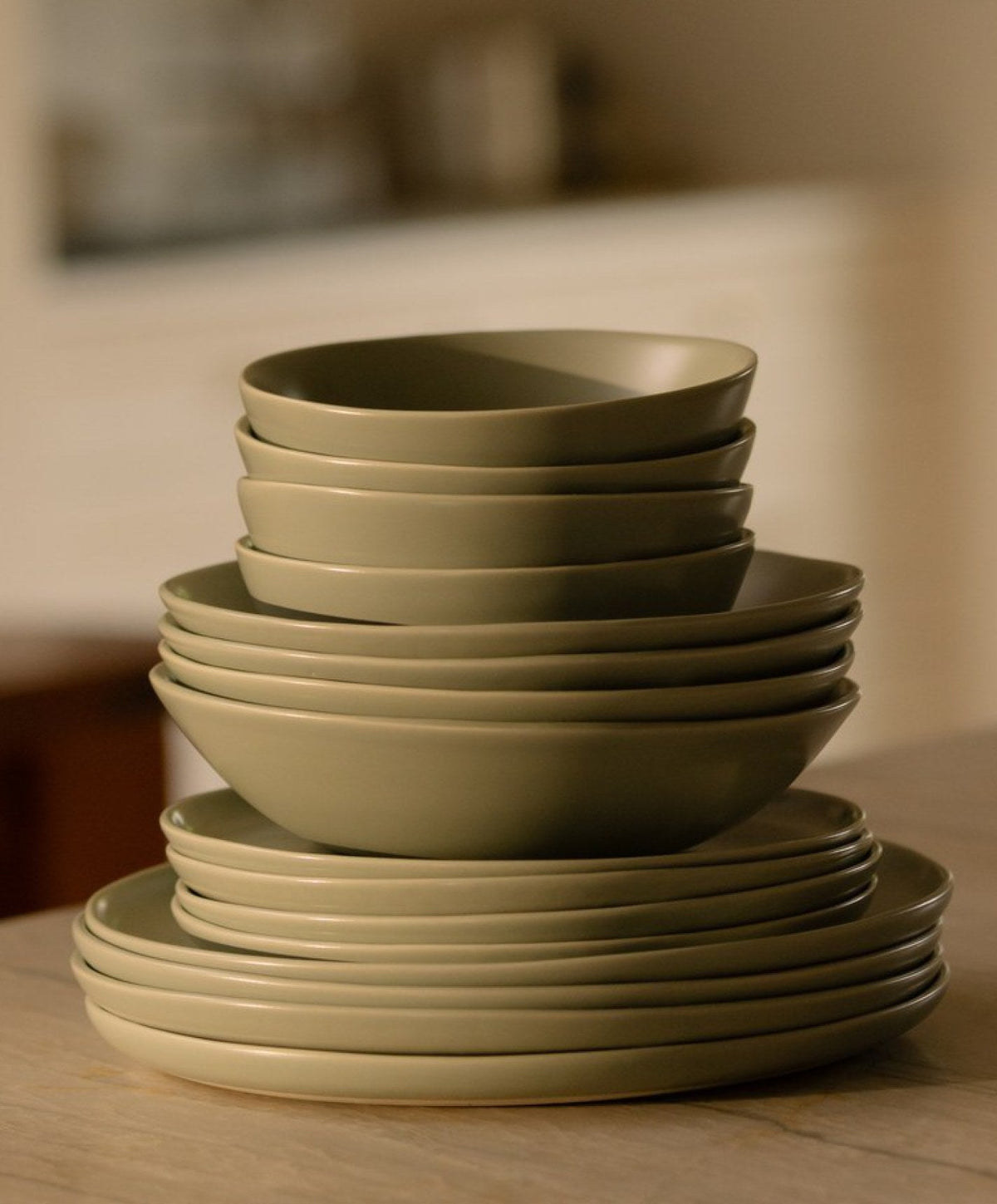Dinnerware Set by Fable Home, shown in Beachgrass Green.