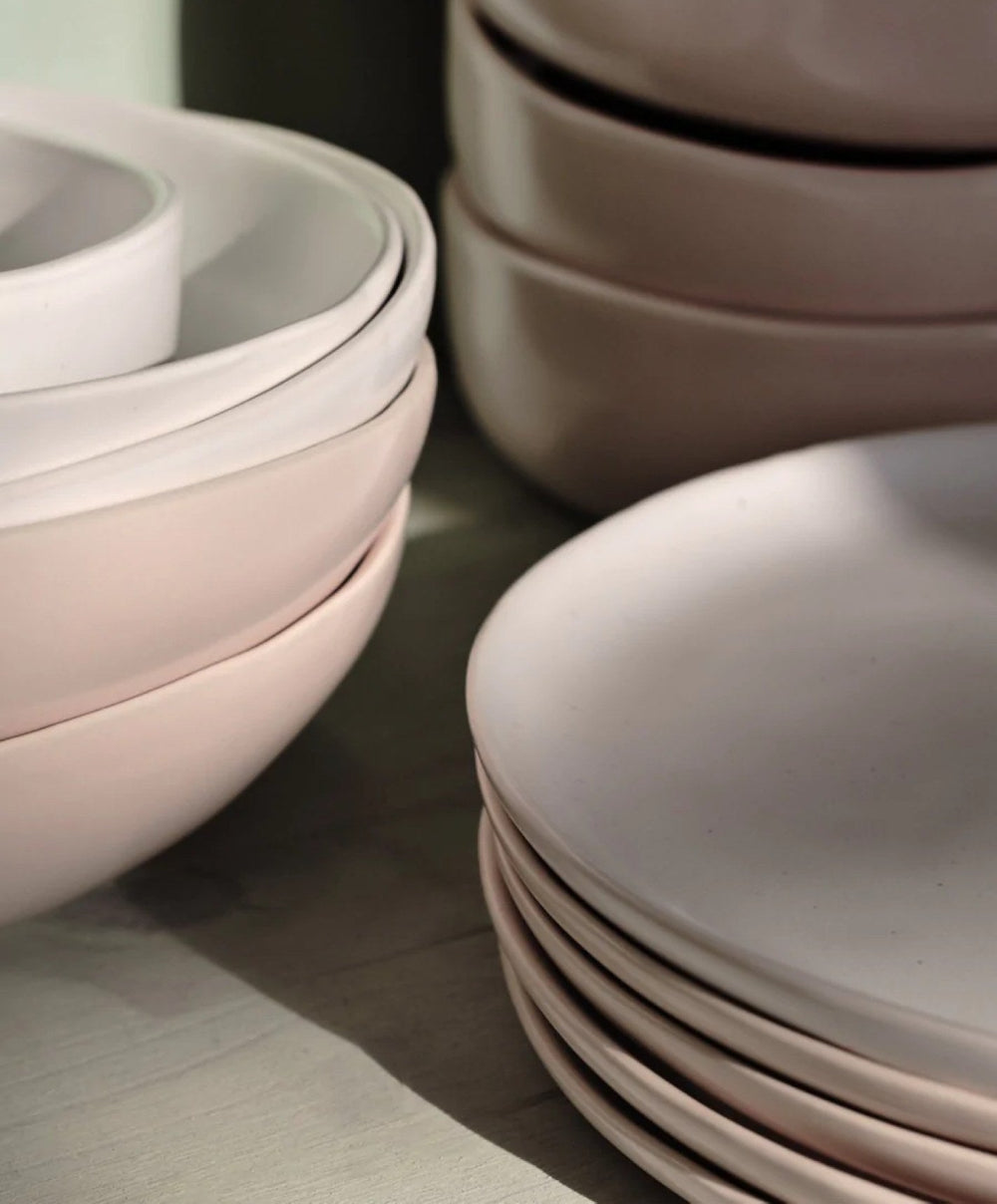 Dinnerware Set by Fable Home, shown in Blush Pink.