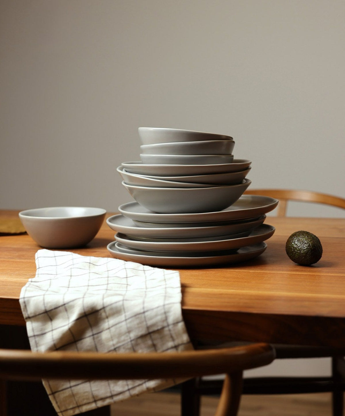 Dinnerware Set by Fable Home, shown in Dove Gray.