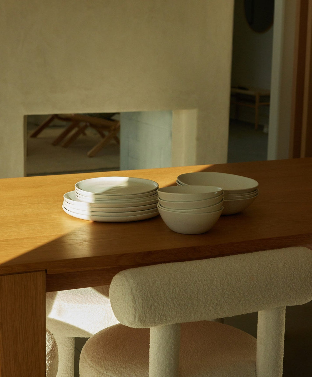 Dinnerware Set by Fable Home, shown in Speckled White.