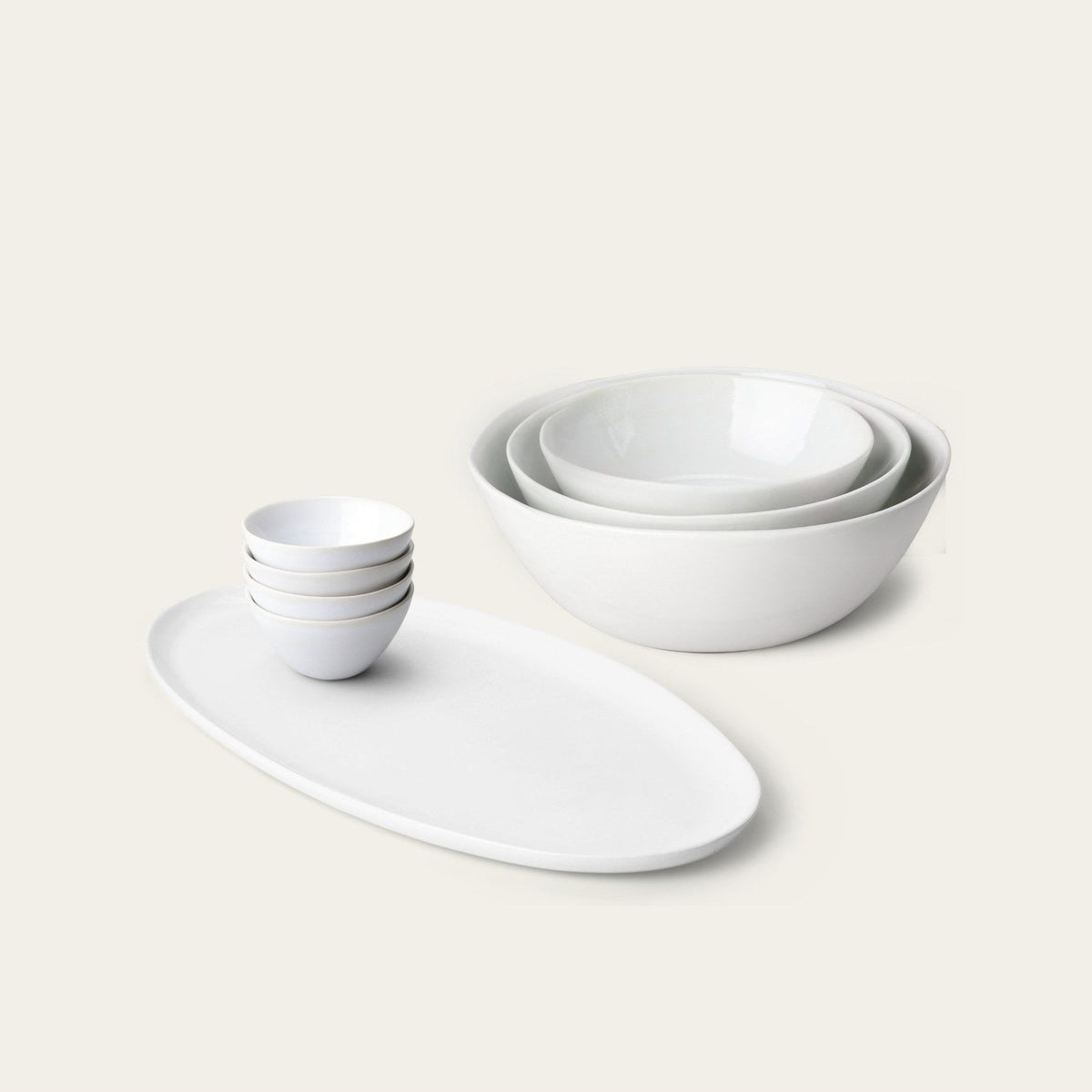 Serving Ceramics Set by Fable Home, shown in Pearl White.