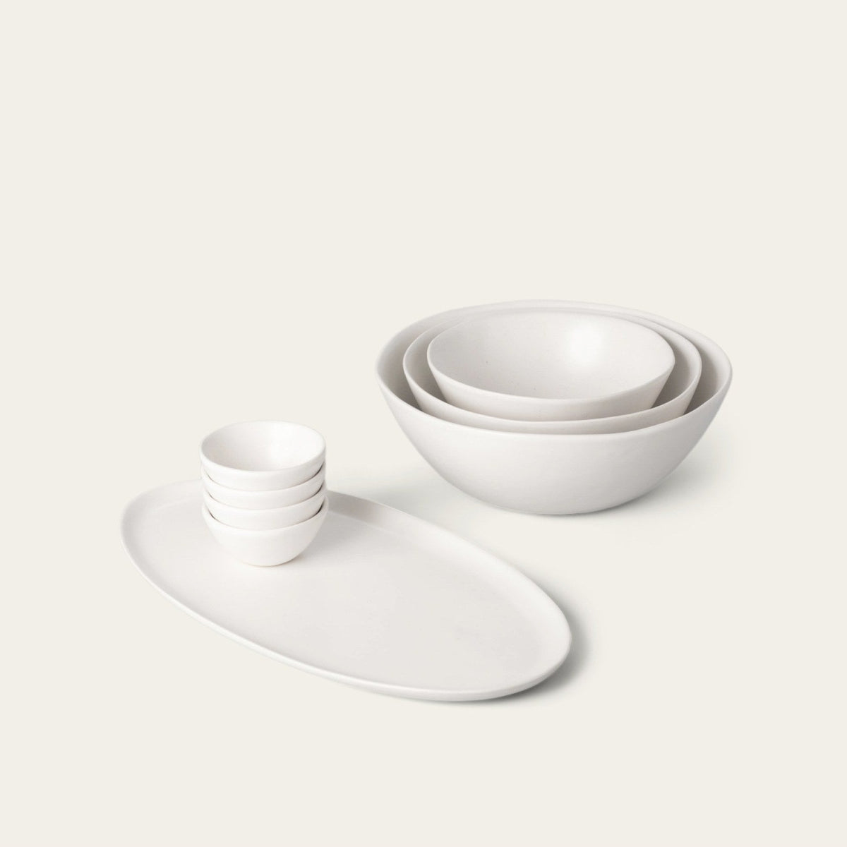 Serving Ceramics Set by Fable Home, shown in Cloud White.