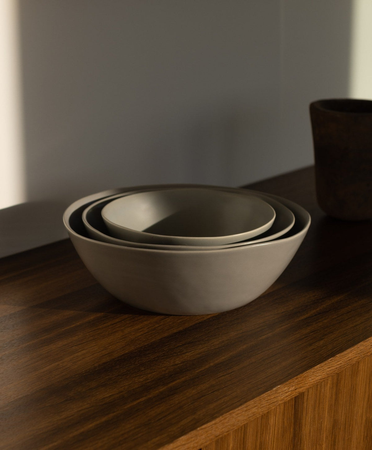 Serving Ceramics Set by Fable Home, shown in Dove Gray.