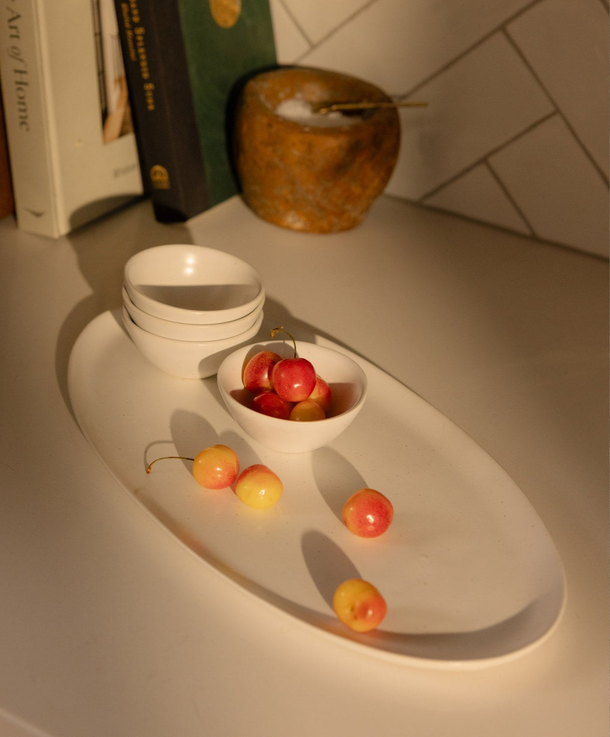Serving Platter Set by Fable Home, shown in Speckled White.