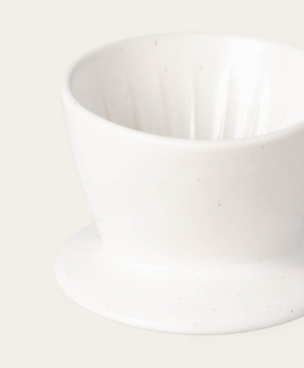 Coffee Dripper by Fable Home, shown in Speckled White.