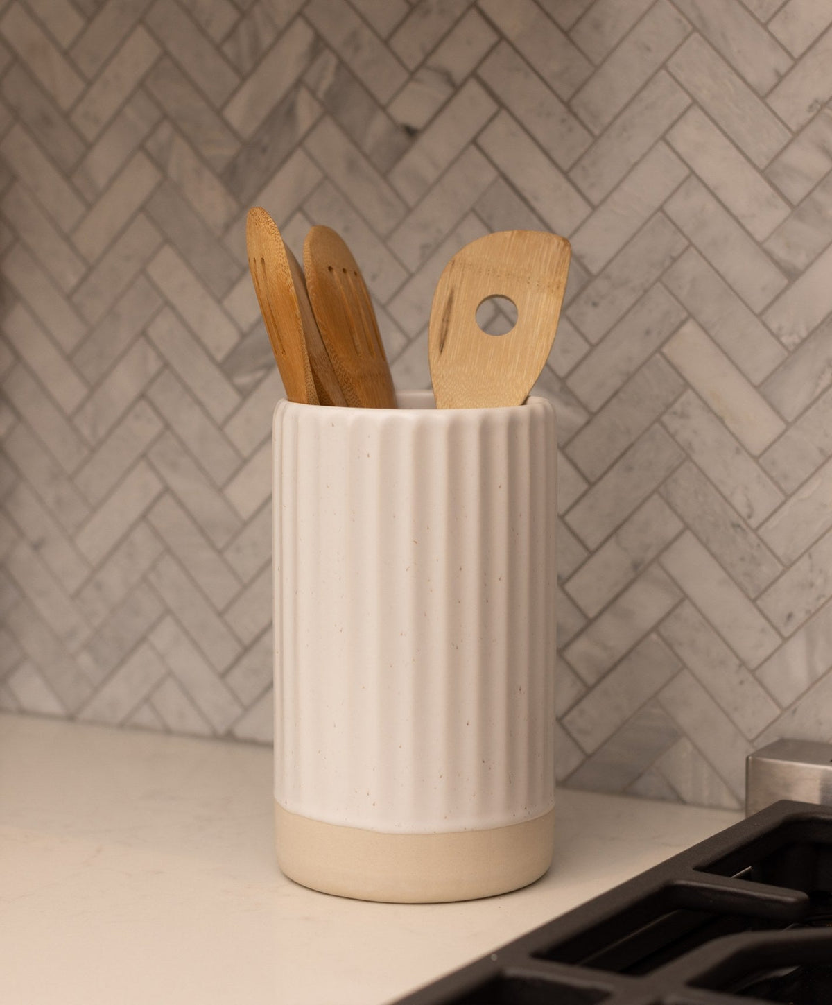 Vase by Fable Home, shown in Desert Taupe and Midnight Blue.