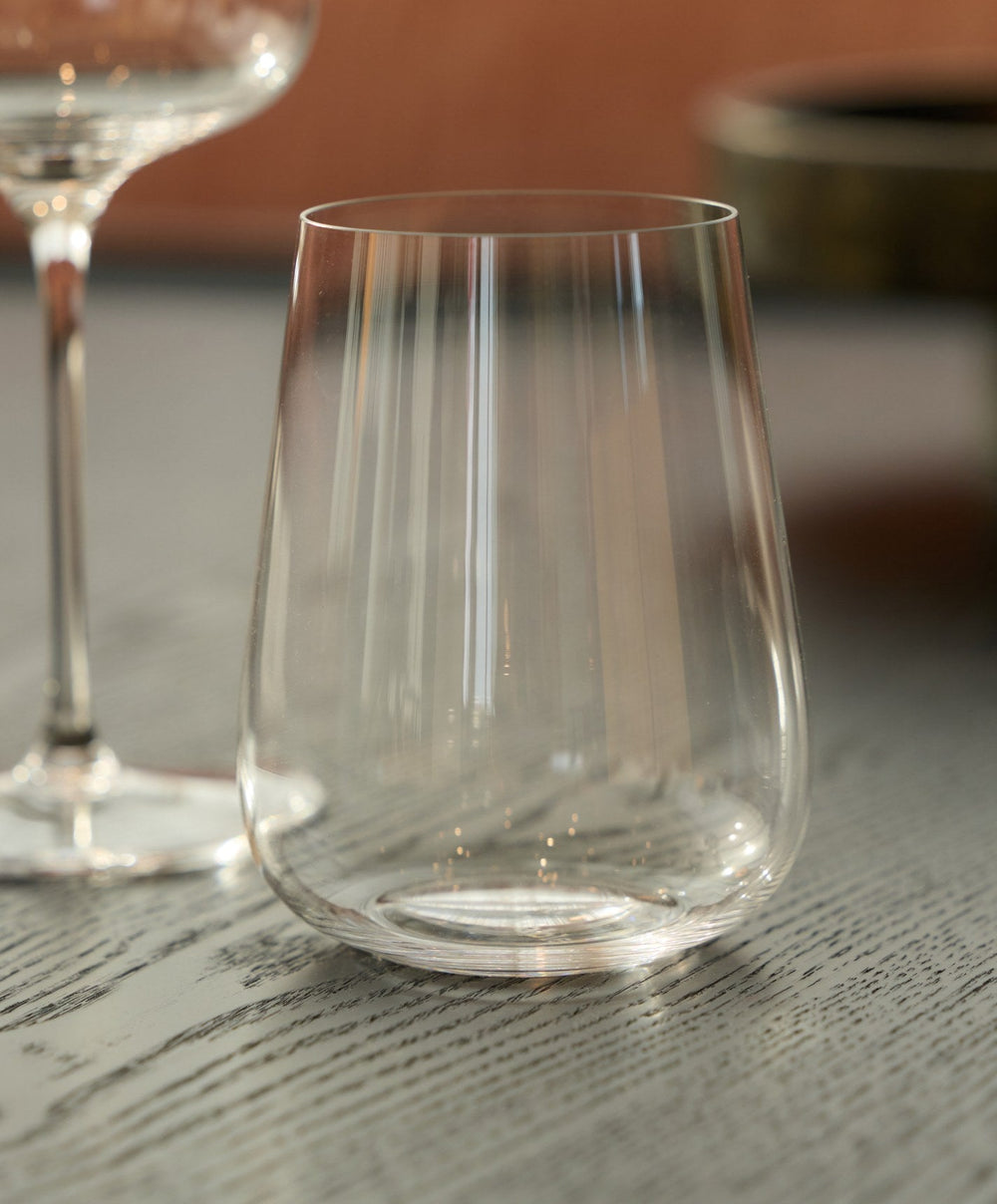 Stemless Wine Glasses by Fable Home, shown in Clear.