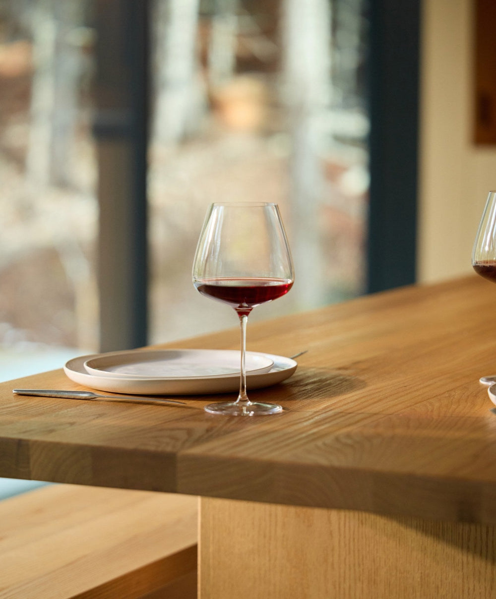 Pinot Noir Glasses by Fable Home, shown in Clear.