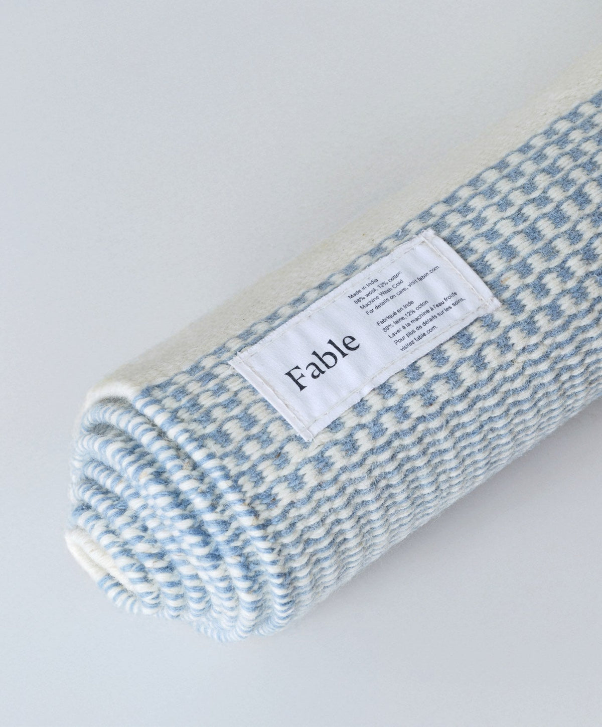 Linear Wool Rug by Fable Home, shown in Dusk Blue.