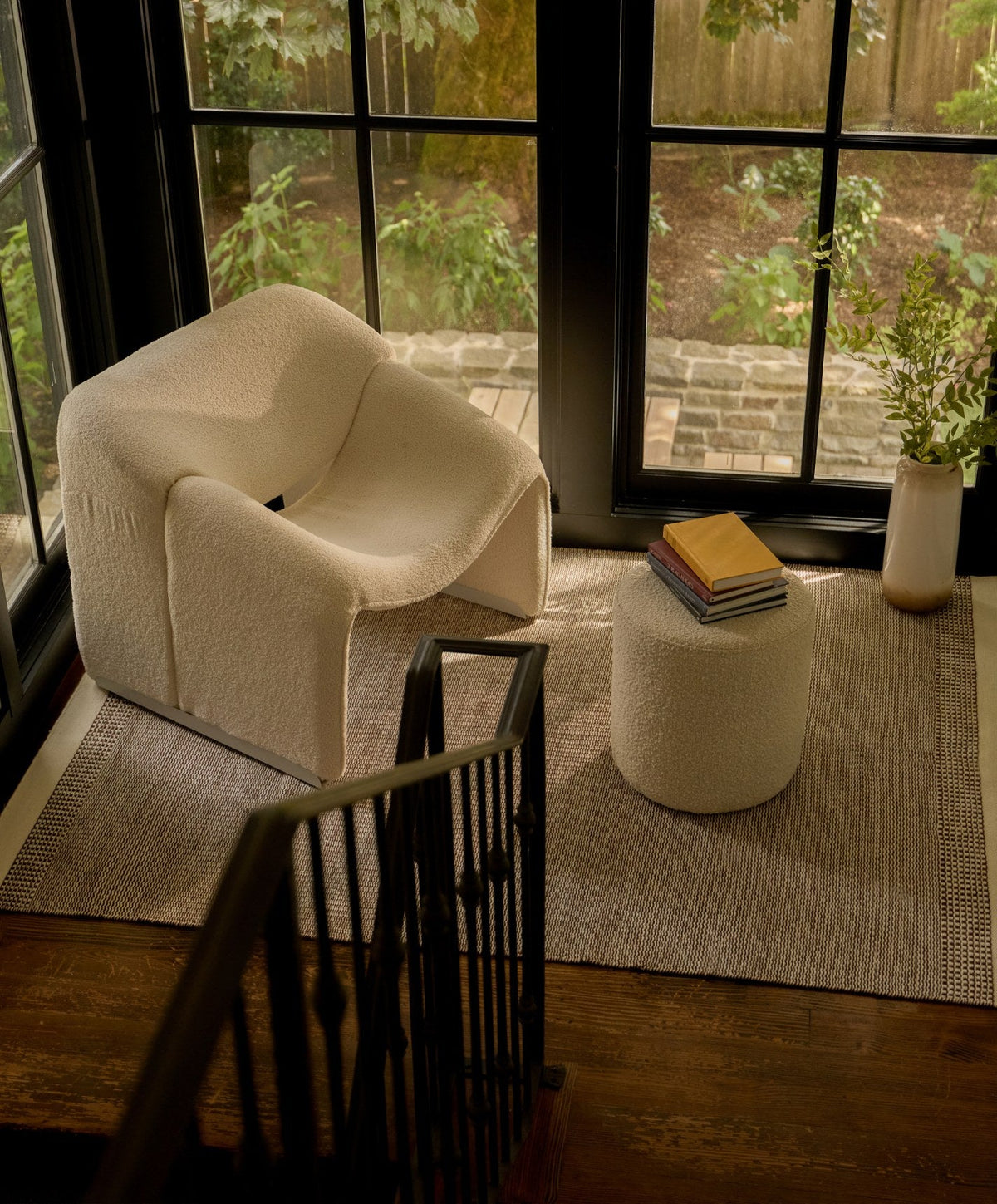 Linear Wool Rug by Fable Home, shown in Burnt Sienna.