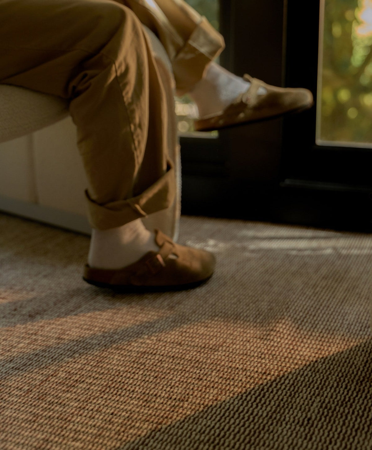 Linear Wool Rug by Fable Home, shown in Burnt Sienna.