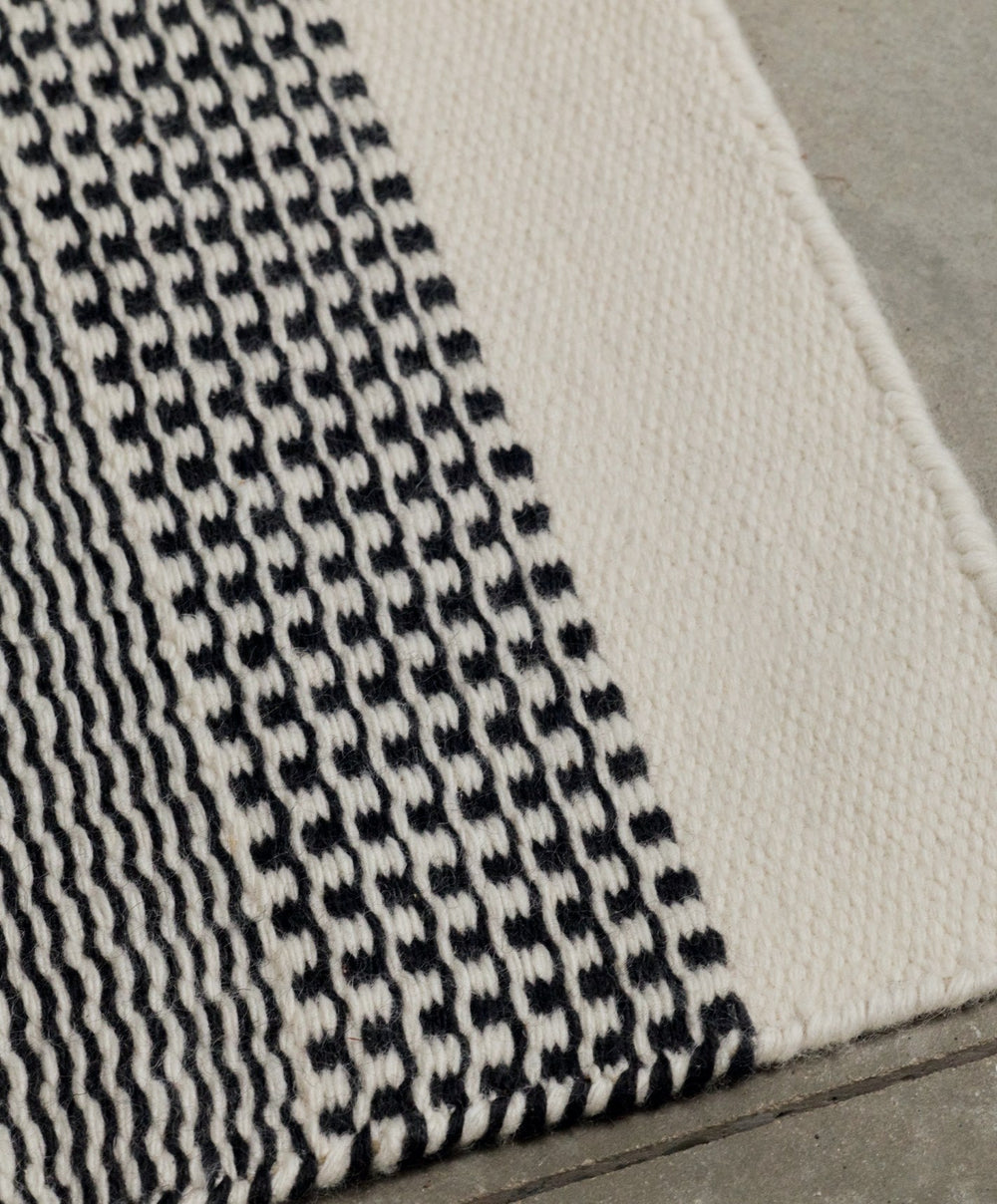 Linear Wool Rug by Fable Home, shown in Ash Black.
