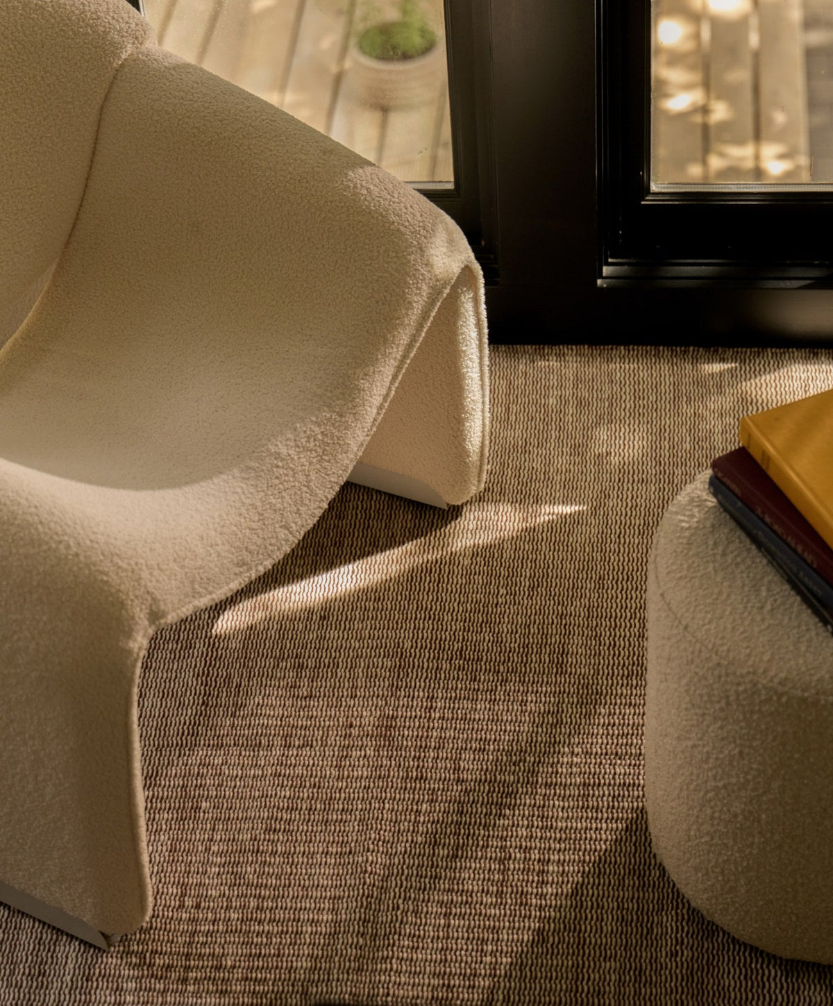 Linear Wool Rug by Fable Home, shown in Burnt Sienna.