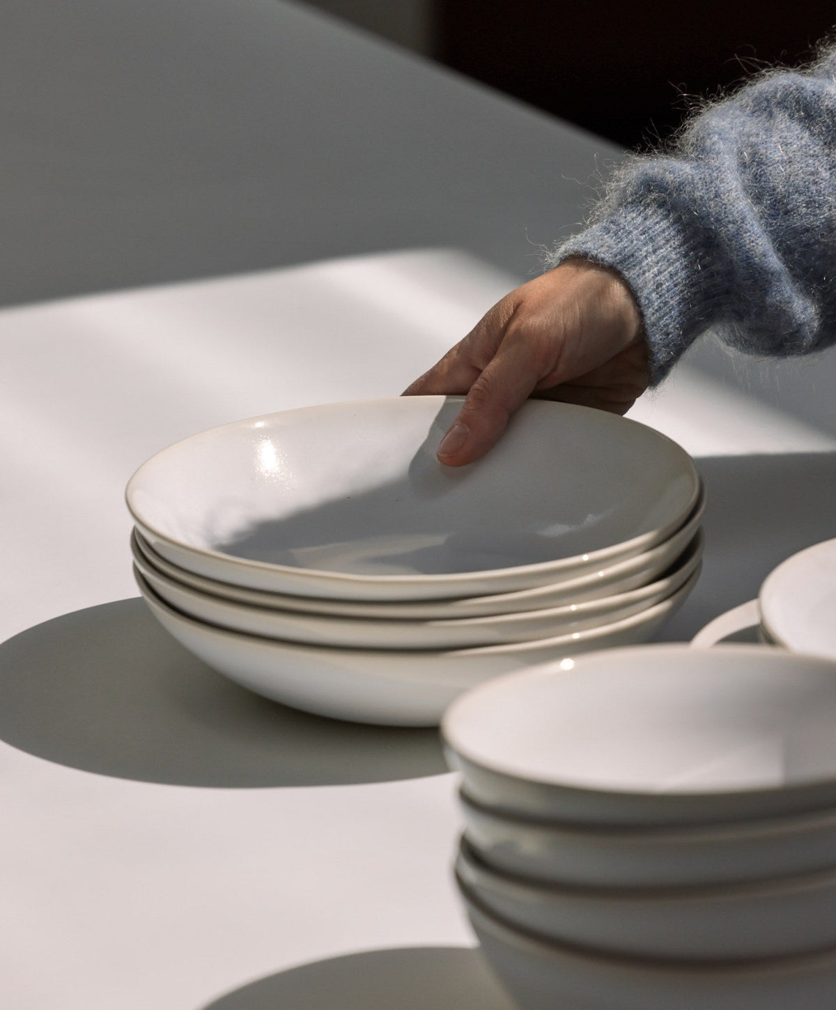 Pasta Bowls by Fable Home, shown in Pearl White.