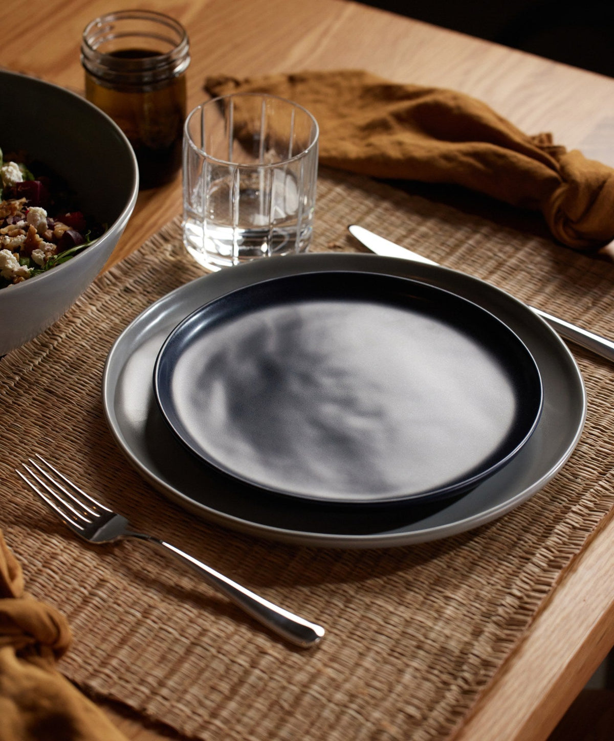 Salad Plates by Fable Home, shown in Midnight Blue.