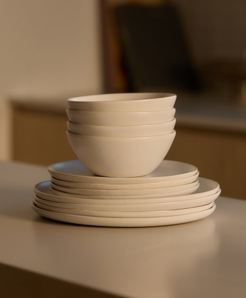 Salad Plates by Fable Home, shown in Speckled White.
