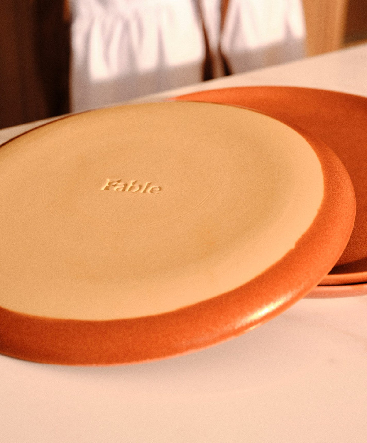 Dinner Plates by Fable Home, shown in Canyon Clay.