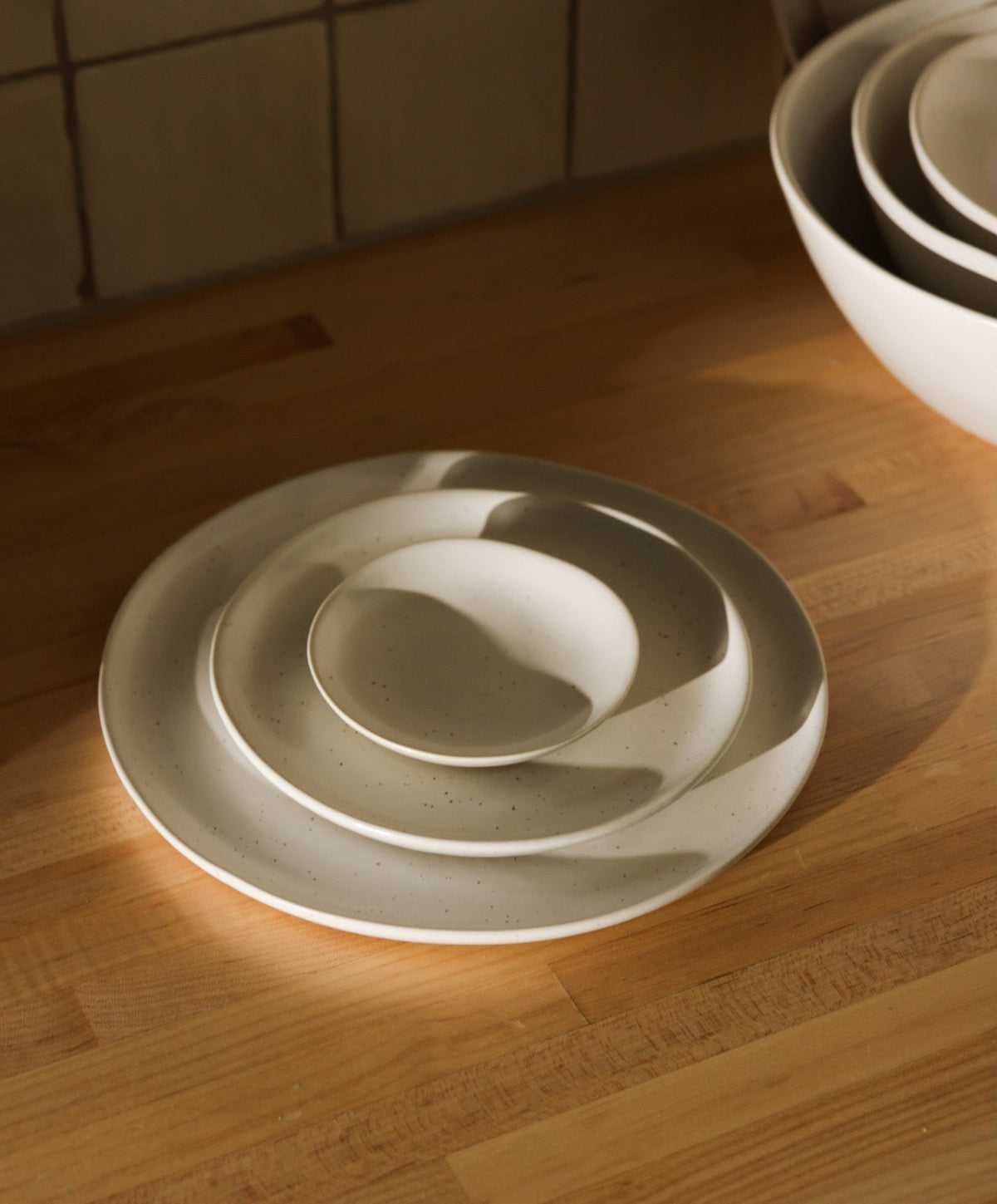 Dinner Plates by Fable Home, shown in Speckled White.