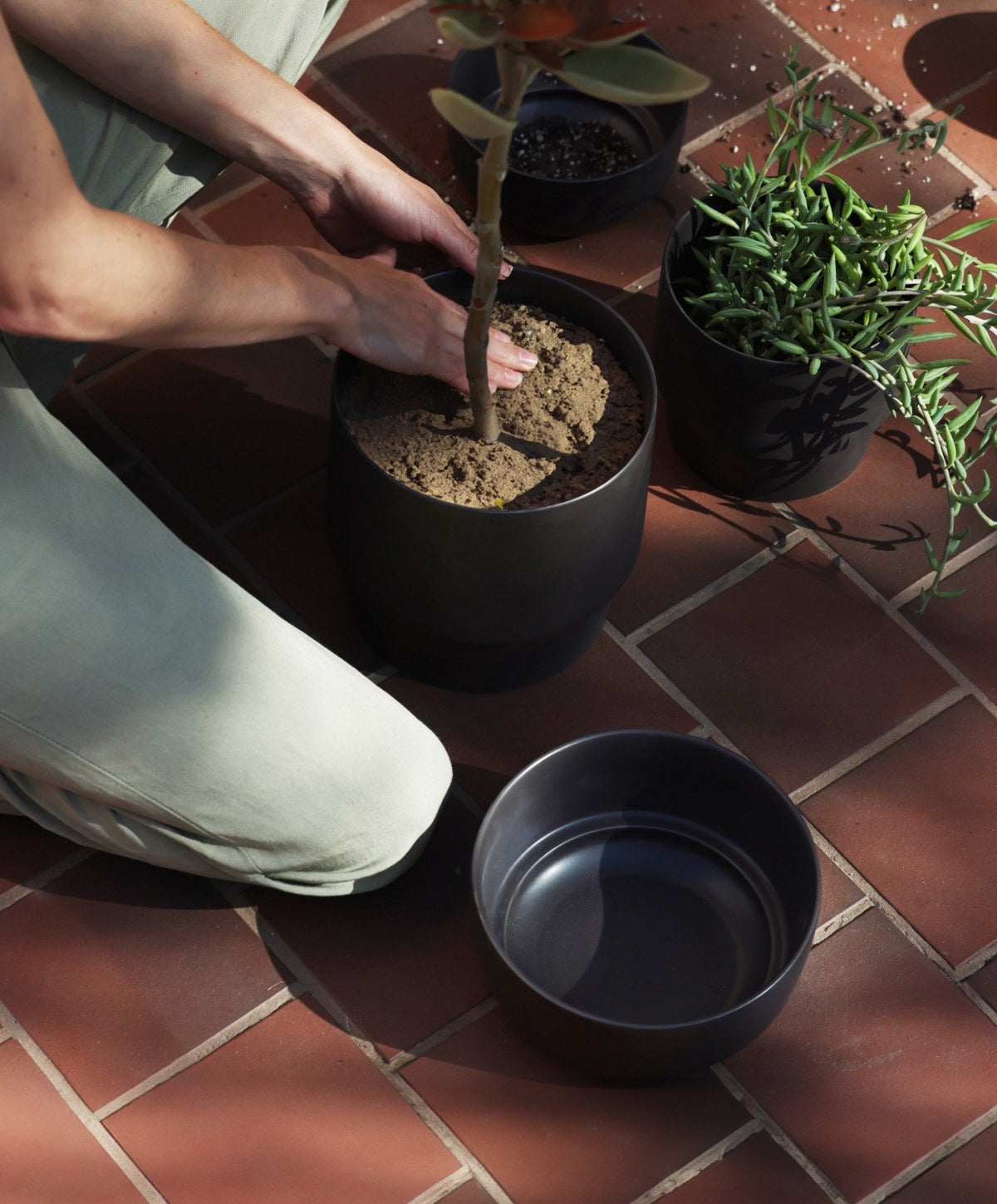 Large Planter by Fable Home, shown in Granite Gray.
