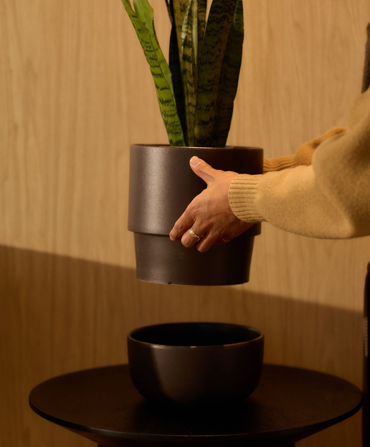 Large Planter by Fable Home, shown in Granite Gray.