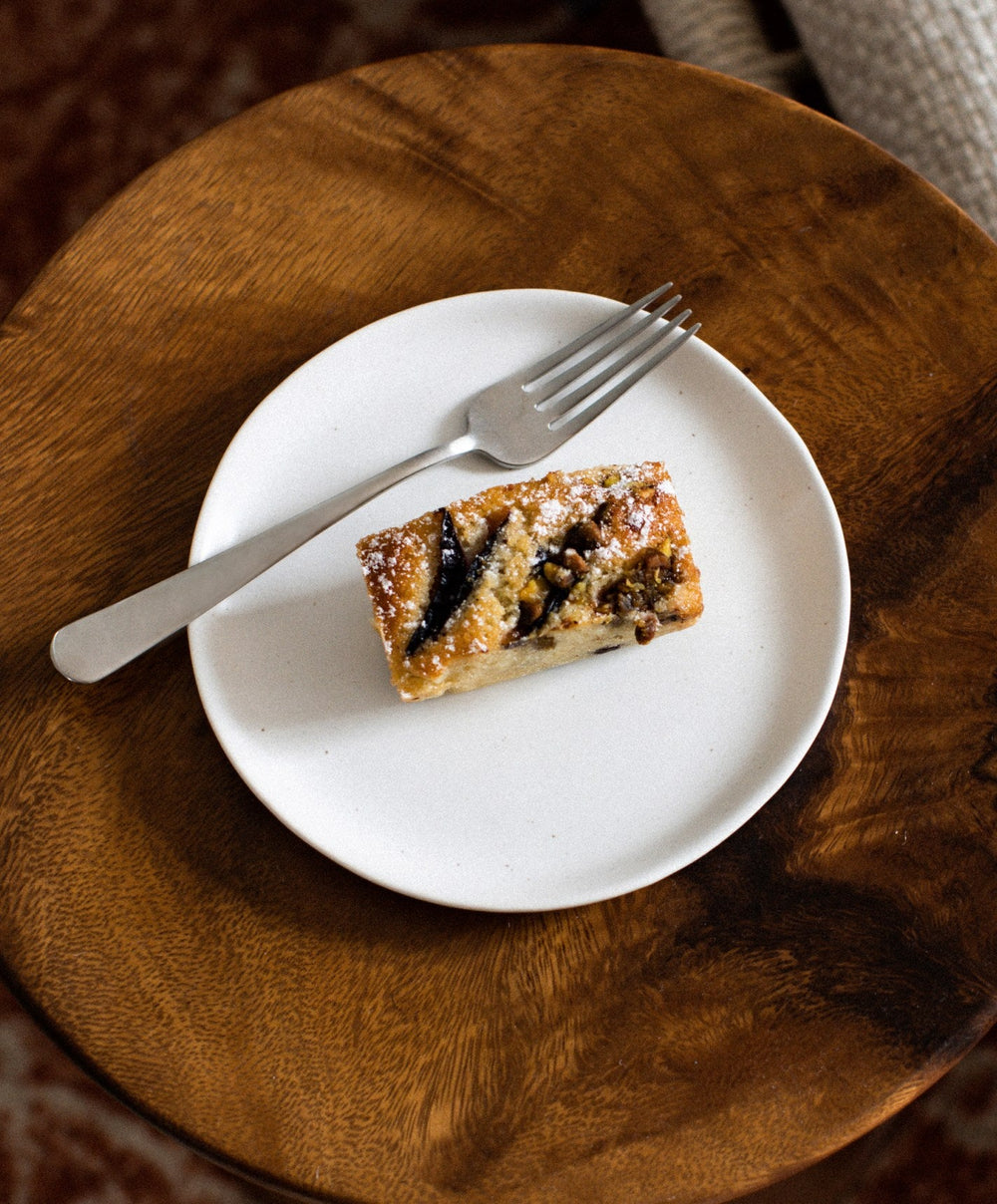 Dessert Plates by Fable Home, shown in Speckled White and Cloud White and Pearl White.