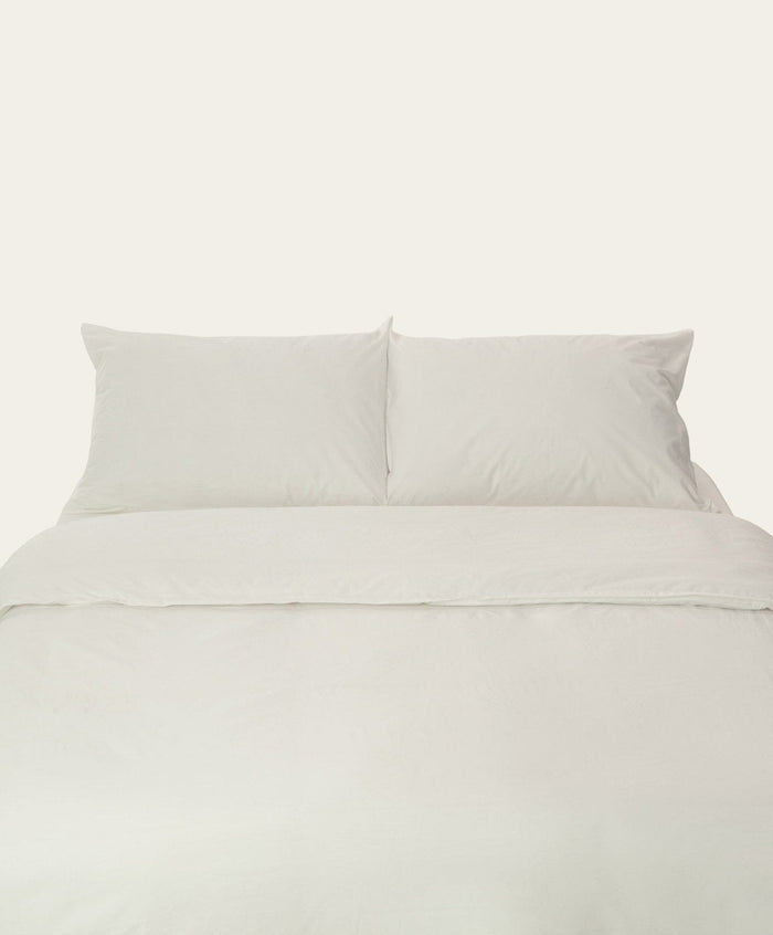 Percale Complete Bed Set by Fable Home, shown in Shell White. – #shellwhite/queen #shellwhite/king