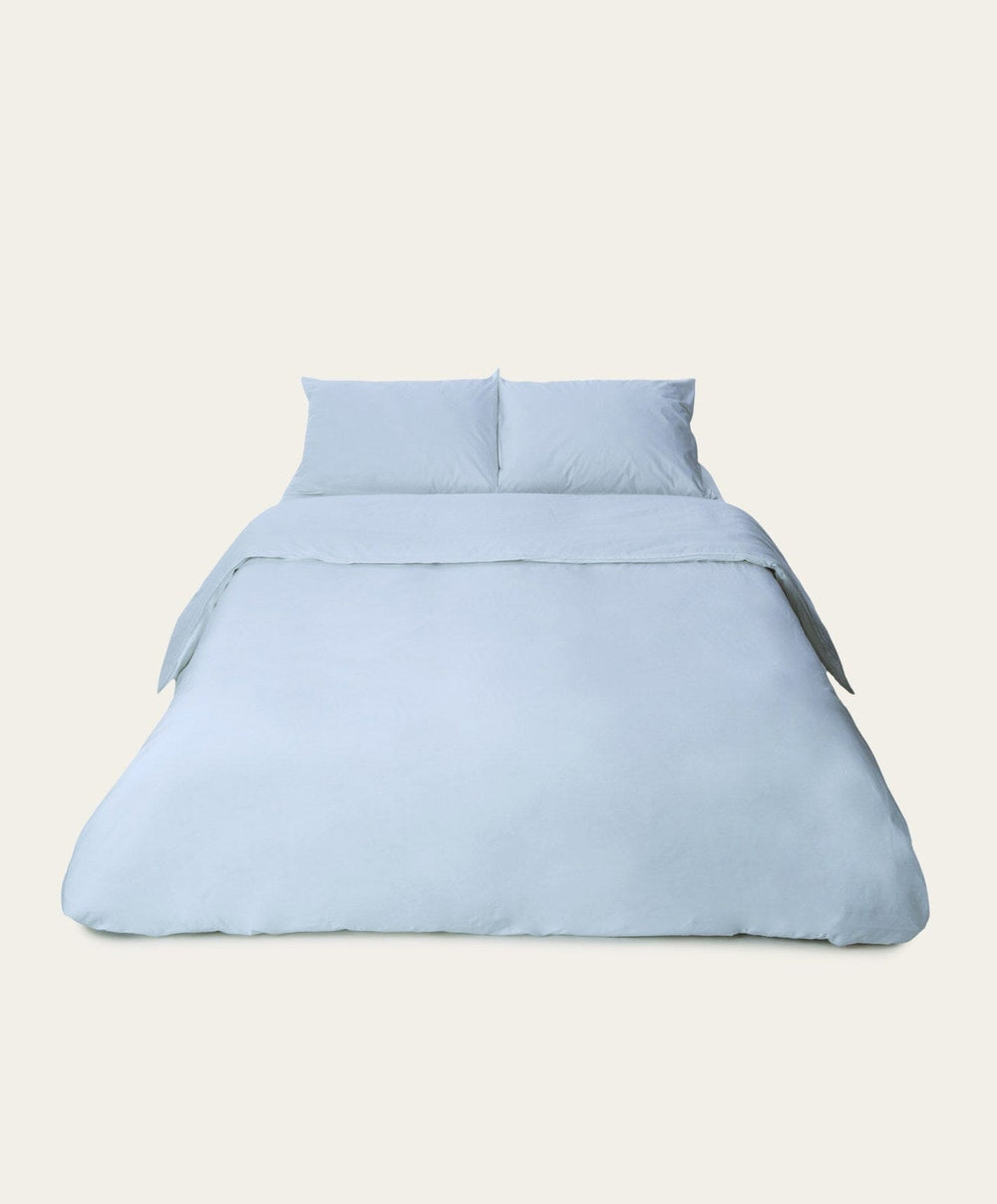 Percale Duvet Cover by Fable Home, shown in Meadow Blue.