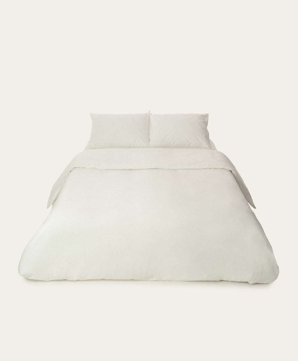 Percale Duvet Cover by Fable Home, shown in Shell White.