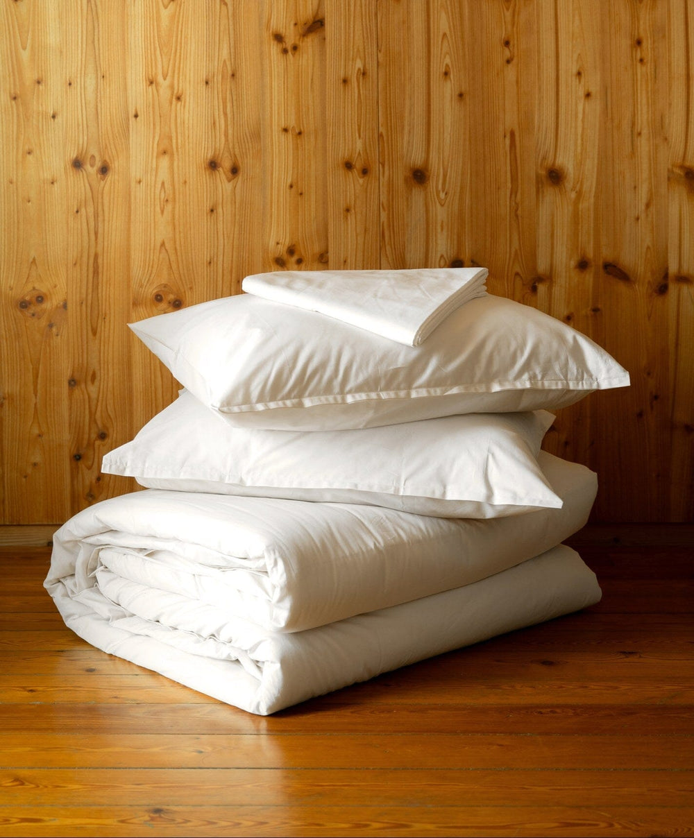 Percale Duvet Cover by Fable Home, shown in Birch Sand.