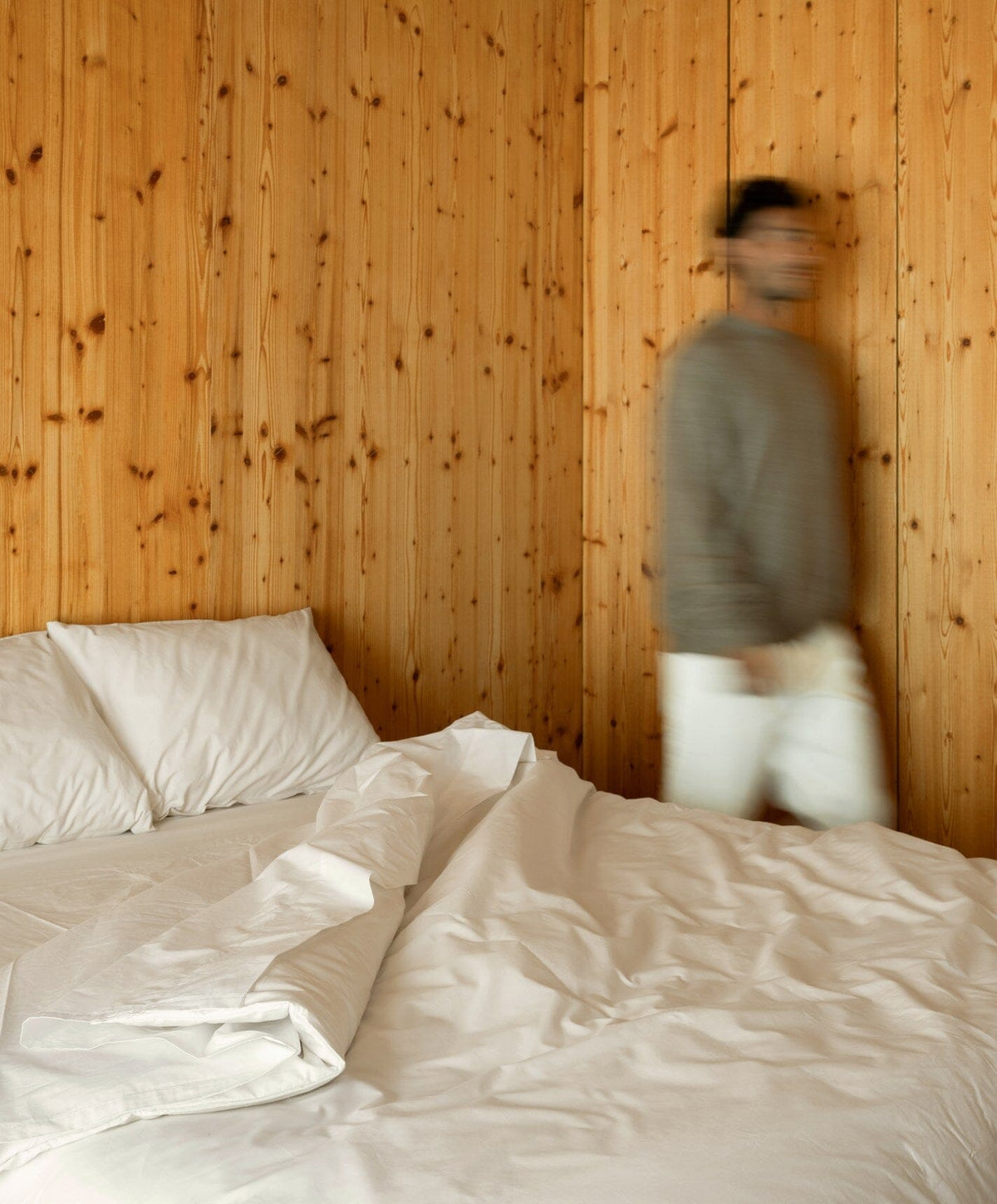 Percale Duvet Set by Fable Home, shown in Birch Sand.